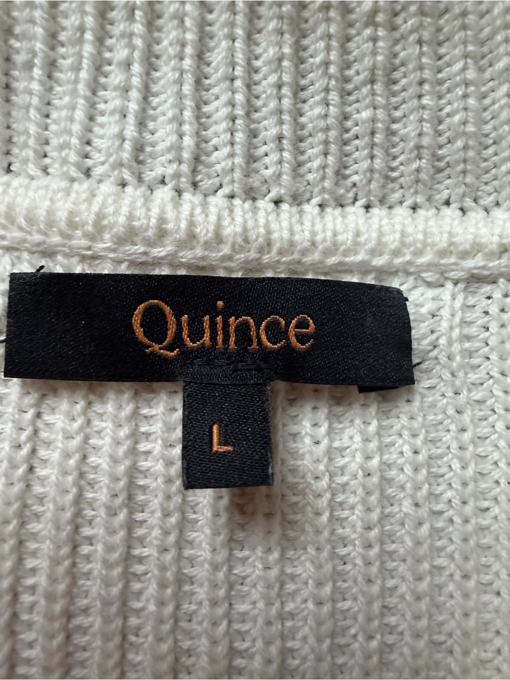 Quince 100% Organic Cotton Fisherman Collared Cardigan Ivory Cream L - Picture 5 of 5